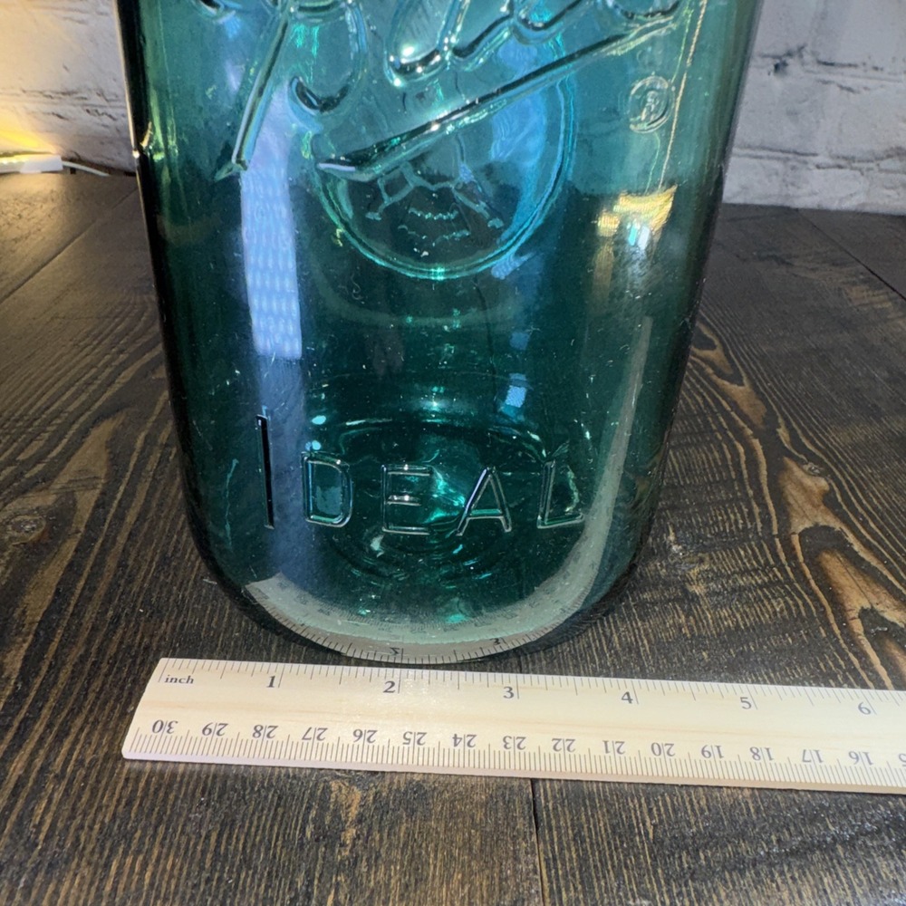 Vintage‎ Ball Ideal Blue Glass Canning Jar w/ Wire Closure, 9.5" tall - NO lid - Picture 10 of 12